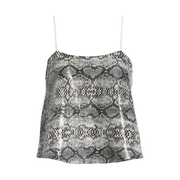🎁ENDLESS ROSE Snakeskin Cropped Sequin Cami Top - Picture 6 of 9